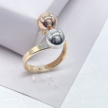 Load image into Gallery viewer, 18k Gold Filled Tri Color Ball Adjustable Ring

