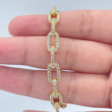 Load image into Gallery viewer, 18k Gold Filled Micro Pave Zirconia Puffy Mariner and Chunky Paper Clip Link Bangles
