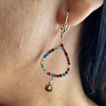 Load image into Gallery viewer, 18k Gold Filled Drop Earrings: Multicolor Cubic Zirconia Leverback
