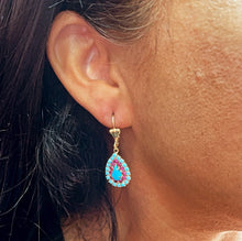 Load image into Gallery viewer, 18k Gold Filled Turquoise Drop Earrings: Magenta Pink Leverback Jewelry
