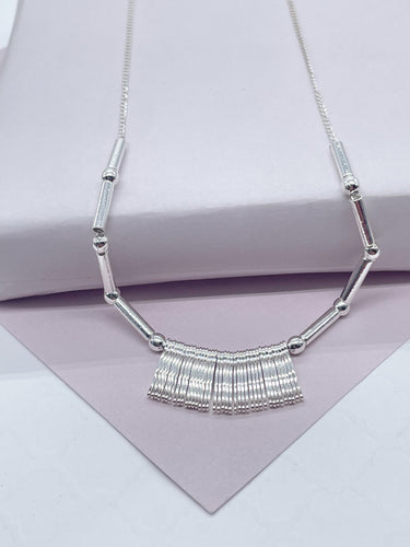 Silver Filled Fringe Necklace Featuring Tubes And Beads For Complete Boho