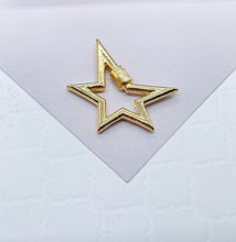 Load image into Gallery viewer, 18k Gold Filled Star Pass Through Pendant Charm For Necklaces Connector,
