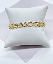 Load image into Gallery viewer, 18k Gold Filled Hallowed Star and Attached Heart Engraved Pattern Bracelet Jewelry
