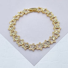 Load image into Gallery viewer, 18k Gold Filled Hallowed Star and Attached Heart Engraved Pattern Bracelet For
