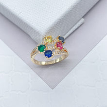 Load image into Gallery viewer, 18k Gold Filled Ring: Multi Color Cubic Zirconia Eternity Band
