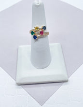 Load image into Gallery viewer, 18k Gold Filled Ring: Multi Color Cubic Zirconia Eternity Band
