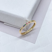 Load image into Gallery viewer, 18k Gold Filled Eternity Ring: Colorful CZ Micro Pave Stackable Band
