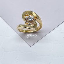 Load image into Gallery viewer, 18k Gold Filled Flower Ring with Cubic Zirconia
