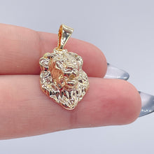 Load image into Gallery viewer, 18k Gold Filled Detailed Lion Head Pendant, King Of The Jungle Charm
