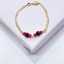 Load image into Gallery viewer, 18k Gold Filled Cuban Link Simulated Azabache Stone Children&#39;s Bracelet,
