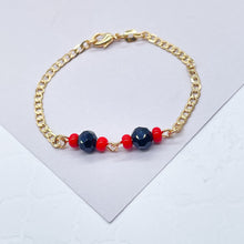 Load image into Gallery viewer, 18k Gold Filled Cuban Link Simulated Azabache Stone Children&#39;s Bracelet,
