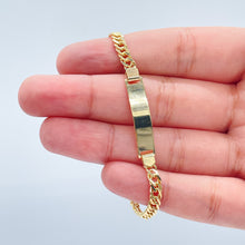 Load image into Gallery viewer, 18k Gold Filled Cuban Link ID Children’s Bracelet, Curb Chain Bar Bracelet Kids,
