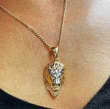 Load image into Gallery viewer, 18k Gold Filled Lion Head Pendant: Two Tone Charm
