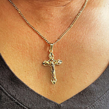 Load image into Gallery viewer, 18k Gold Filled Crucifix Cross: Textured Jesus Christ Pendant
