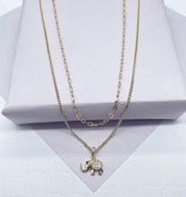 Load image into Gallery viewer, 18k Gold Filled Layered Necklace: Elephant Charm, Good Luck Jewelry

