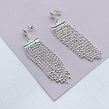 Load image into Gallery viewer, Silver Filled Dangling Fringe Earrings
