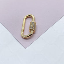 Load image into Gallery viewer, 18k Gold Filled Carabiner Clasp With Closer Made of Pave Stones
