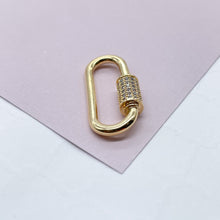 Load image into Gallery viewer, 18k Gold Filled Carabiner Clasp With Closer Made of Pave Stones
