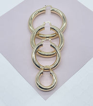Load image into Gallery viewer, 18k Gold Filled Plain Chunky 6mm Hoop Earrings Supplies
