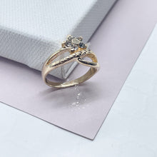 Load image into Gallery viewer, 18k Gold Filled Ring With Accented Gold And Cubic Zirconia Stone Flower
