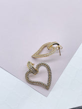 Load image into Gallery viewer, 18k Gold Filled Cubic Zirconia Heart Earrings: Hypoallergenic Party Jewelry
