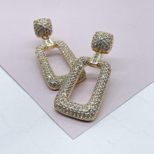 Load image into Gallery viewer, 18K Gold Filled Square Micro Pave Cubic Zicornia Dangling Party Earrings
