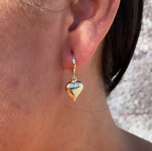 Load image into Gallery viewer, 18k Gold Filled Puffy Chubby Heart Dangling Earrings
