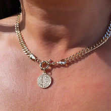Load image into Gallery viewer, 18k Gold Filled 6mm Cuban Link Choker Featuring Large Chunky Spring Ring And St Benedict Charm Supplies Design
