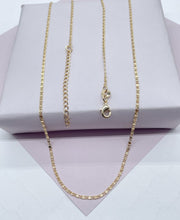 Load image into Gallery viewer, Dainty 18k Gold Filled 2mm Design Flat Fancy Chain Necklace Supplies Designers
