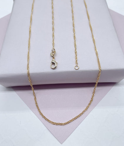 18k Gold Filled 1mm Dainty Singapore Chain Necklace Supplies Creative Styling and Design Layers