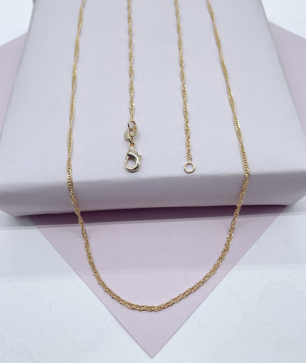 18k Gold Filled 1mm Dainty Singapore Chain Necklace Supplies Creative Styling and Design Layers
