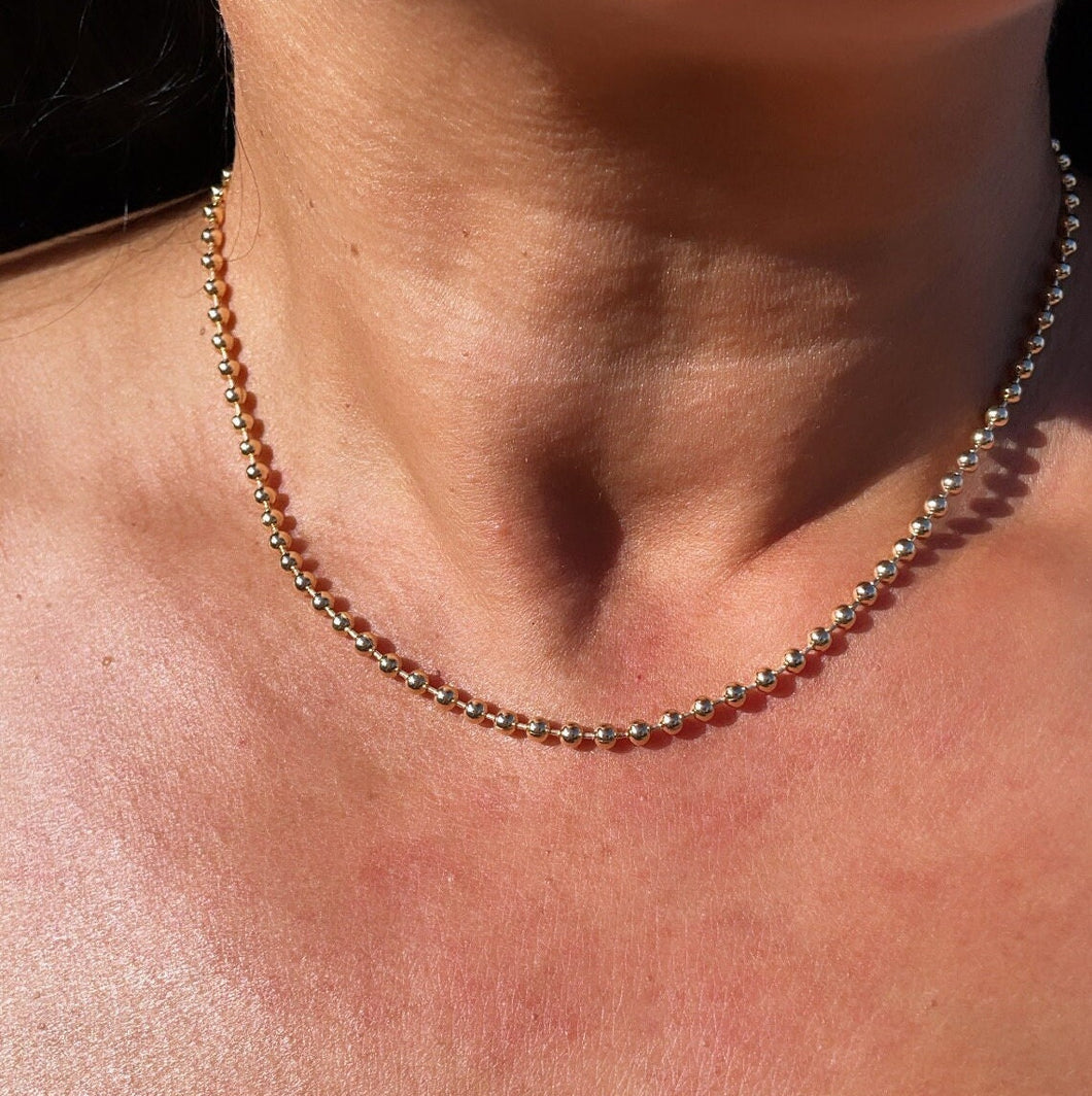 18k Gold Filled 3mm Gold Bead Chain Necklace for Wholesale Jewelry Making