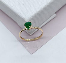 Load image into Gallery viewer, Thin 18k Gold Filled Ring Featuring Solitaire Colorful Heart Shape Cubic Zirconia Jewelry
