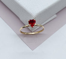 Load image into Gallery viewer, Thin 18k Gold Filled Ring Featuring Solitaire Colorful Heart Shape Cubic Zirconia Jewelry
