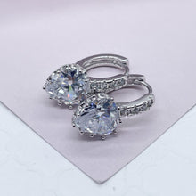 Load image into Gallery viewer, Elegant 18k Silver Filled 9mm Colorful Zirconia Lever Back Earrings Featuring Clear CZ Details
