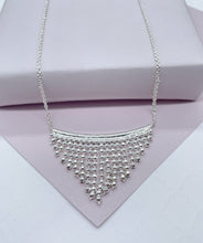 Load image into Gallery viewer, 18k Gold Filled Boho Chain Necklace Fringe Dangling Beads, Mesh Inverted Gold Triangle, ,
