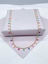 Load image into Gallery viewer, 18k Gold Filled Little Colorful Enamel Tear Drop Charms Set Necklace and Bracelet Supplies
