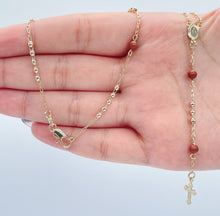 Load image into Gallery viewer, 18k Gold Filled Beaded Rosary With Brown Aventurine Beads With Guadalupe And
