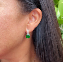 Load image into Gallery viewer, Elegant 18k Silver Filled 9mm Colorful Zirconia Lever Back Earrings Featuring Clear CZ Details
