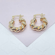 Load image into Gallery viewer, 18k Gold Filled Twisted Croissant Hoop Earrings
