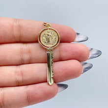 Load image into Gallery viewer, Swivel Double Sided 18k Gold Filled San Benito Engraved Key Pendant
