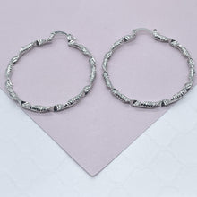 Load image into Gallery viewer, Silver Filled Textured &amp; Twisted Hoop Earrings
