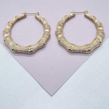 Load image into Gallery viewer, 18k Gold Filled Chunk Bamboo Hoop Earrings

