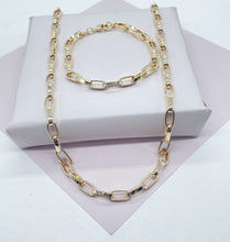 Load image into Gallery viewer, Thick 18k Gold Filled Paper Clip Set Featuring Bracelet And Necklace
