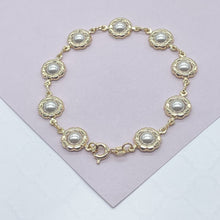 Load image into Gallery viewer, 18k Gold Filled Bracelet With Embedded Simulated Pearls Wholesale Jewelry
