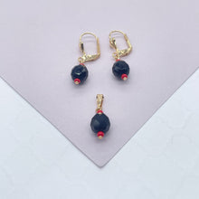 Load image into Gallery viewer, 18k Gold Filled Simulated Azabache Sets In Two Sizes Protection Jewelry Making Supplies
