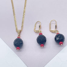 Load image into Gallery viewer, 18k Gold Filled Simulated Azabache Sets In Two Sizes Protection Jewelry Making Supplies
