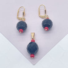 Load image into Gallery viewer, 18k Gold Filled Simulated Azabache Sets In Two Sizes Protection Jewelry Making Supplies
