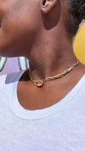 Load image into Gallery viewer, 18k Gold Filled Paperclip Choker with Zirconia Carabiner Front Lock
