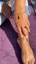 Load image into Gallery viewer, 18k Gold Filled Figaro Anklet: Chili &amp; Figa Hand Charms
